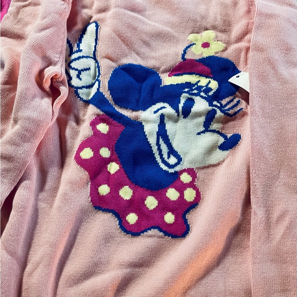 NEW Girls Pink Disney Minnie Mouse Knit Sweater with Graphic